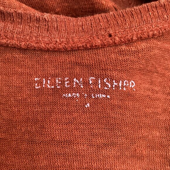 Eileen Fisher A-Line Dress Sleeveless Linen Tank Womens Large Rust Orange - Picture 7 of 9